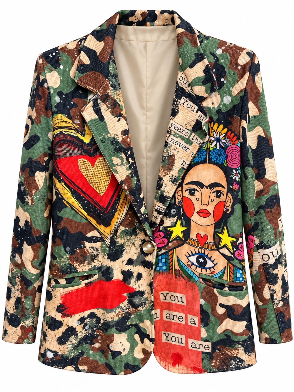 F42. Artistic Camouflage Women's Blazer Jacket